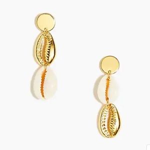 J. Crew Shell Drop Statement Earrings Puka Gold